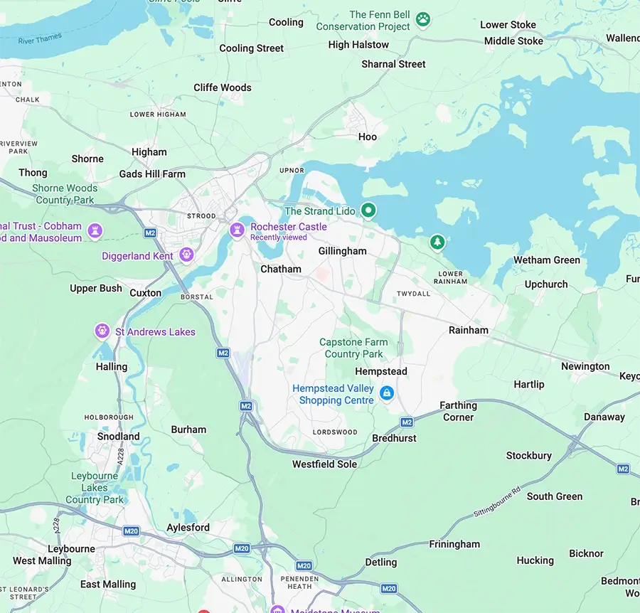 Map showing roofing coverage across Medway